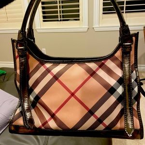 Burberry Ashmore Tote Nova Check Canvas and Patent
